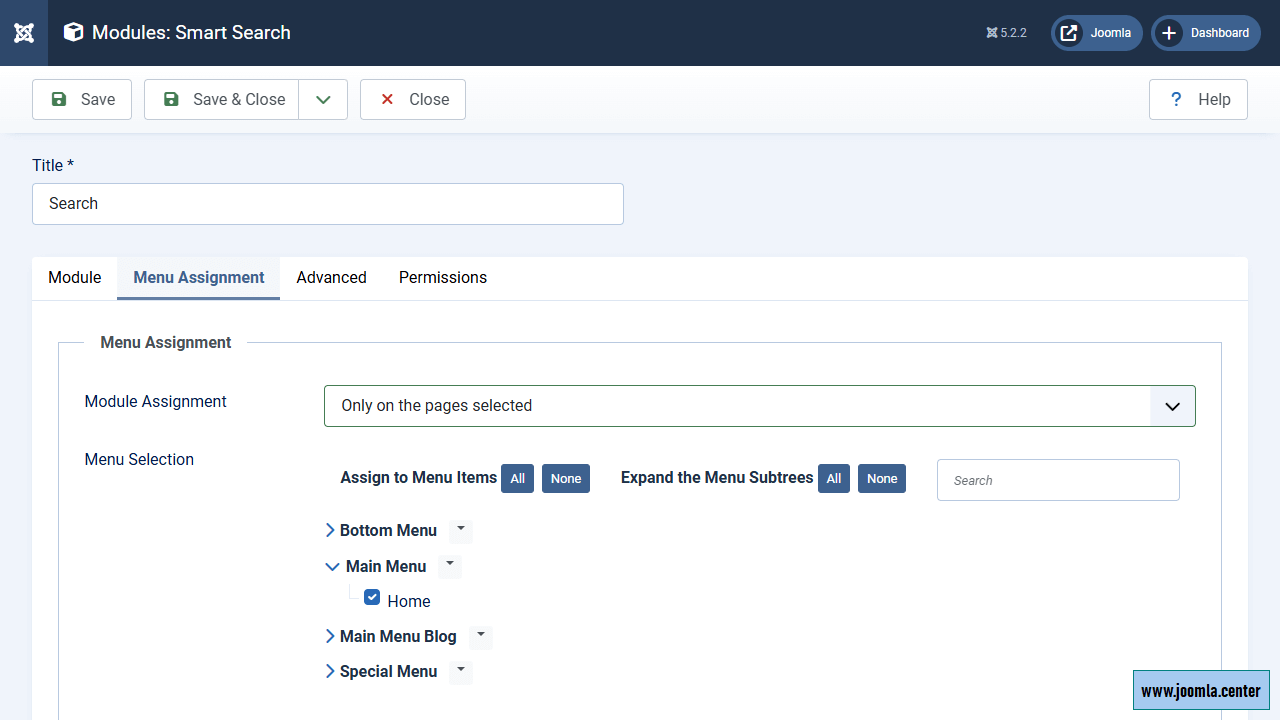 Binding a module to a menu item