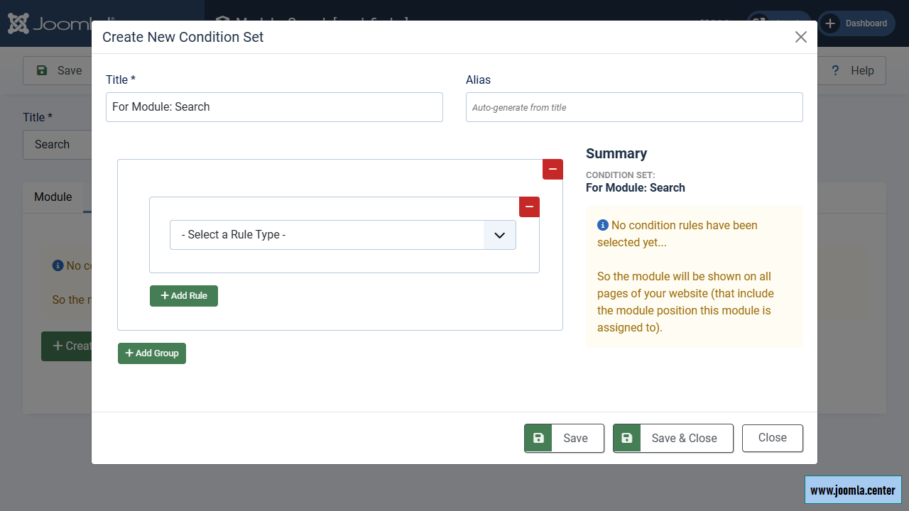 Binding a module via Advanced Module Manager